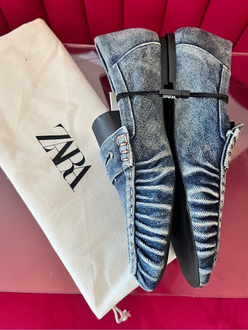 NWT ZARA DENIM EFFECT LOAFERS - Picture 4 of 16